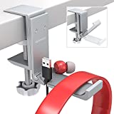 aceyoon Headset Stand Foldable Gaming Headphone Holder with Adjustable Clamp Under Desk Headphone Hanger Universal Aluminum Headset Hook for Sony, Bose, Beats, AKG, Audio-Technica, Gaming Headphones（Silver）